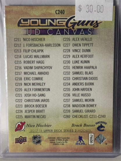 Nico Hischier/Brock Boeser Young Guns Canvas Checklist