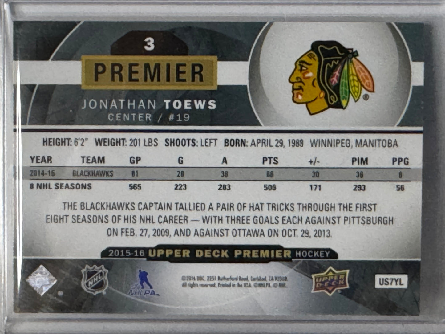 Jonathan Toews UD Premier 24/399