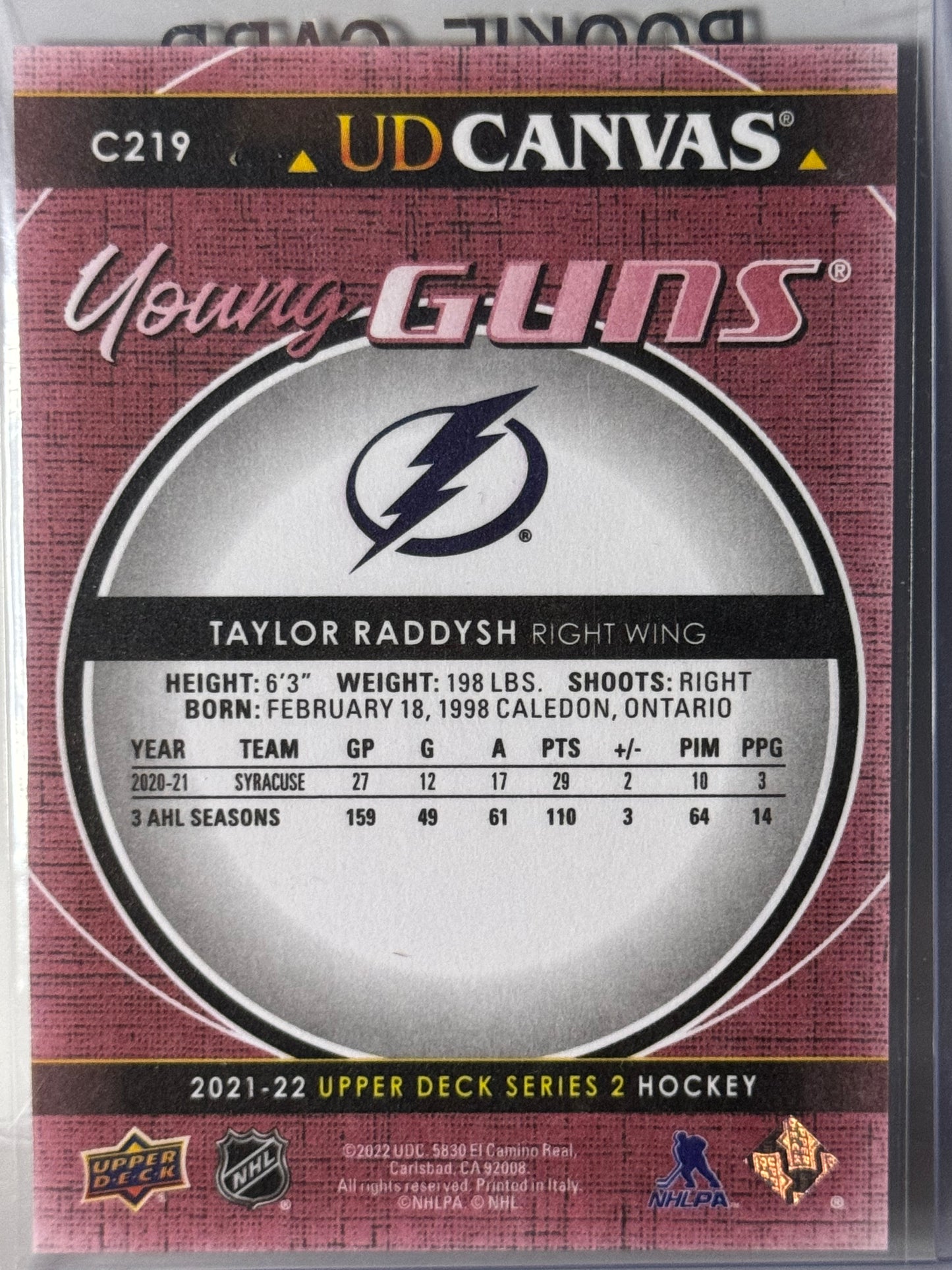 Taylor Raddysh Young Guns Canvas