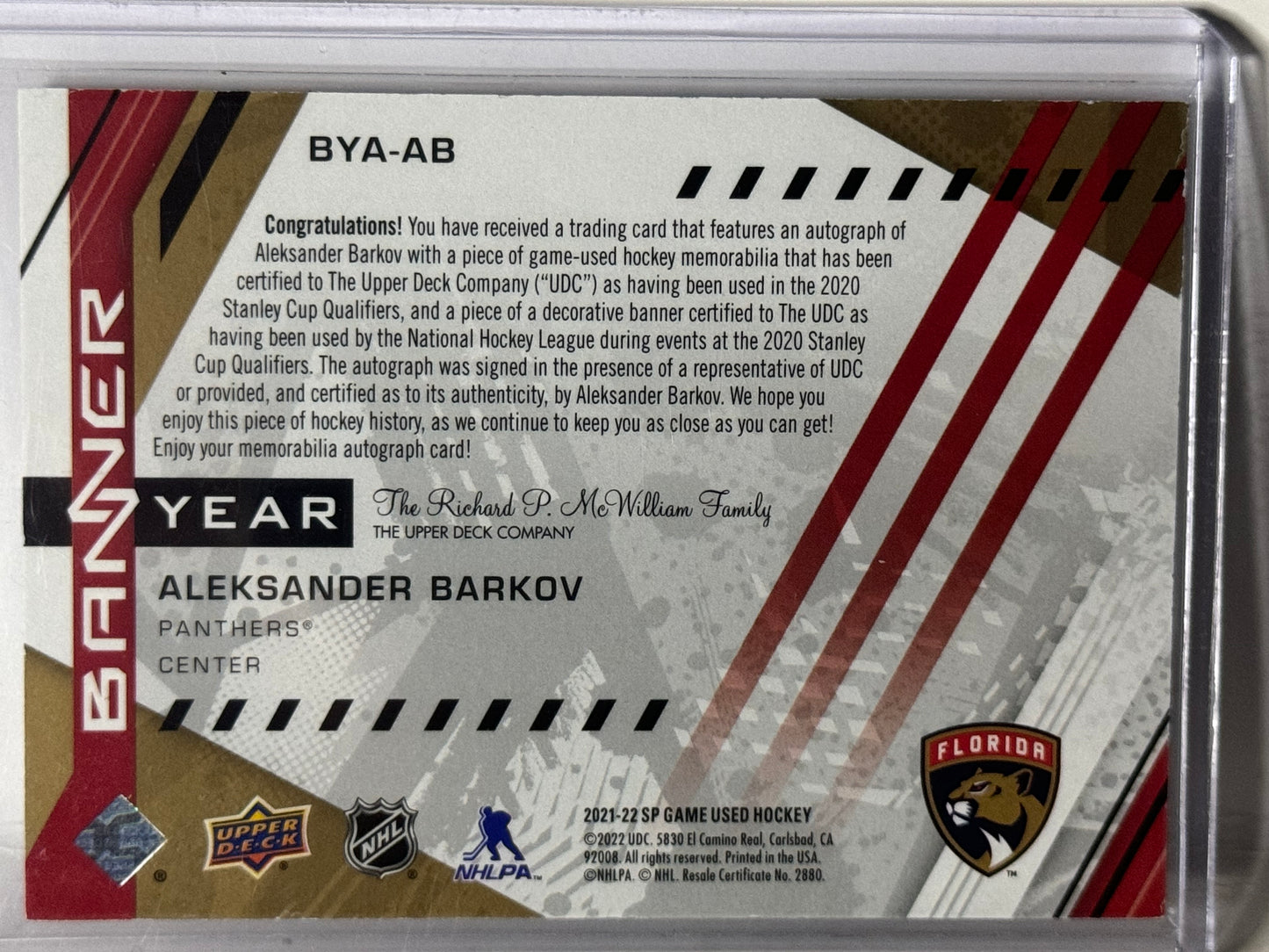 Aleksander Barkov Banner Year Double Jersey 11/25